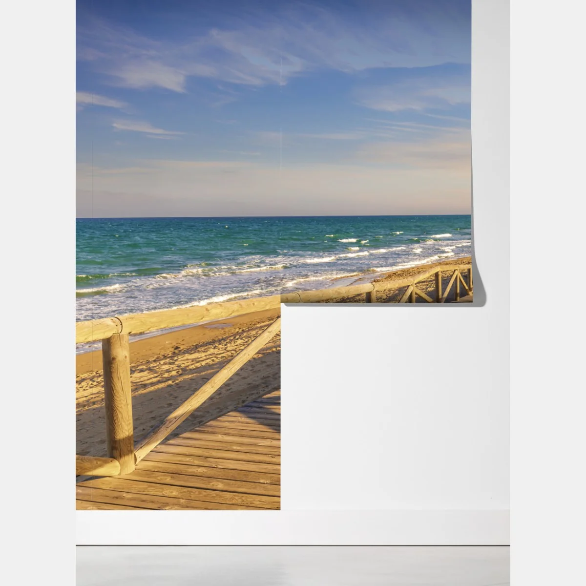 Fototapeta drewniany pomost na plażę w Guardamar – Wallissimo® Fototapeta drewniany pomost na plażę w Guardamar – Wallissimo®