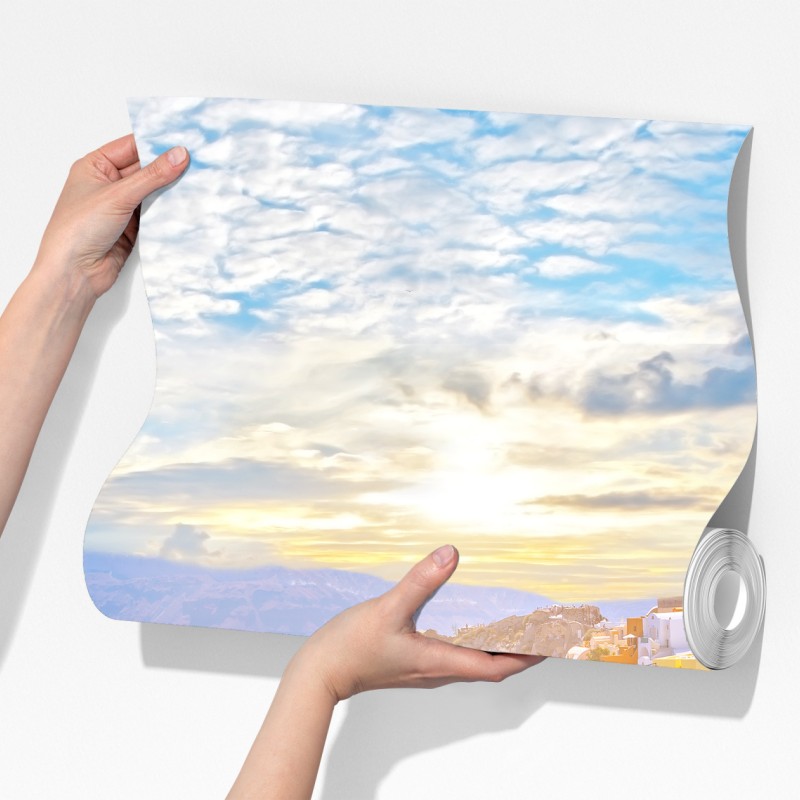 Fototapeta słoneczna wieś Oia na kalderze Santorini – Wallissimo® Fototapeta słoneczna wieś Oia na kalderze Santorini – Wallissimo®