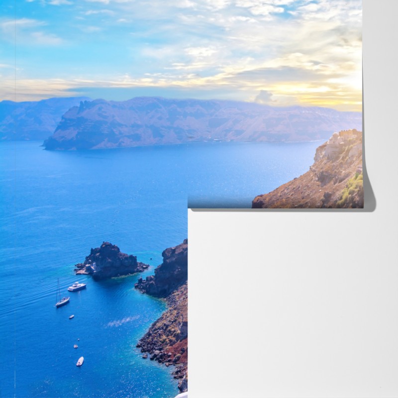 Fototapeta słoneczna wieś Oia na kalderze Santorini – Wallissimo® Fototapeta słoneczna wieś Oia na kalderze Santorini – Wallissimo®