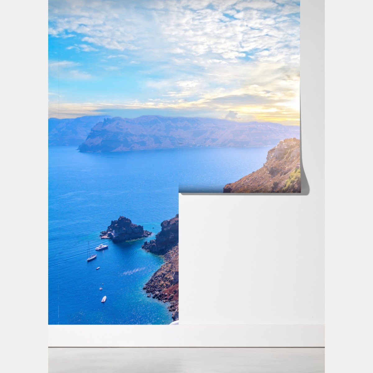 Fototapeta słoneczna wieś Oia na kalderze Santorini – Wallissimo® Fototapeta słoneczna wieś Oia na kalderze Santorini – Wallissimo®