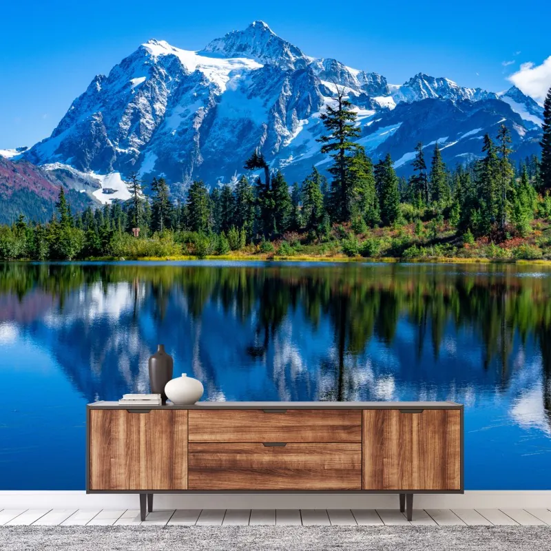 Fototapeta majestatyczne odbicie gór nad jeziorem