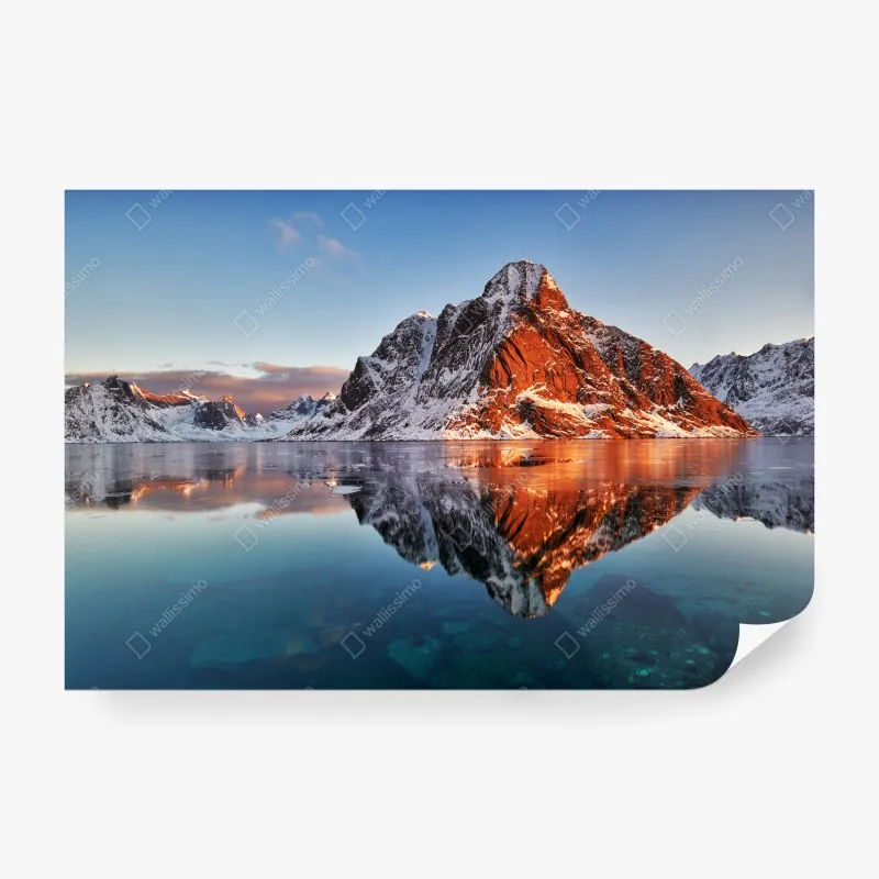 Fototapeta Lofoty wschód słońca nad górami