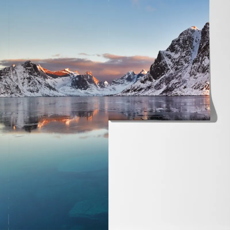 Fototapeta Lofoty wschód słońca nad górami – Wallissimo® Fototapeta Lofoty wschód słońca nad górami – Wallissimo®