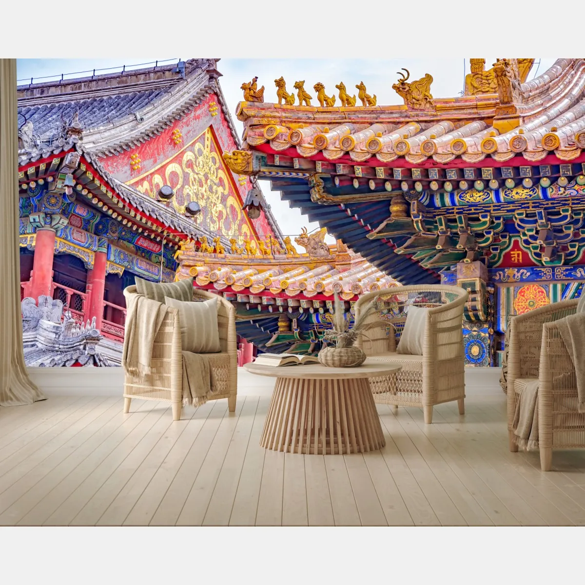 Fototapeta ozdobny dach Lama Temple, Beijing – Wallissimo® Fototapeta ozdobny dach Lama Temple, Beijing – Wallissimo®