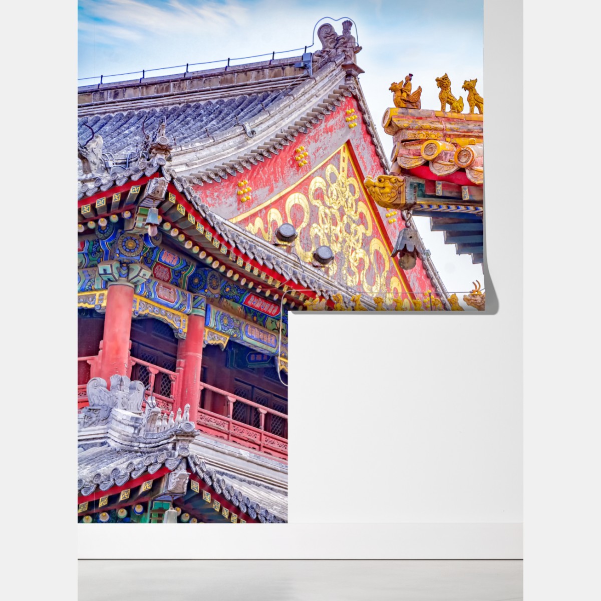 Fototapeta ozdobny dach Lama Temple, Beijing – Wallissimo® Fototapeta ozdobny dach Lama Temple, Beijing – Wallissimo®