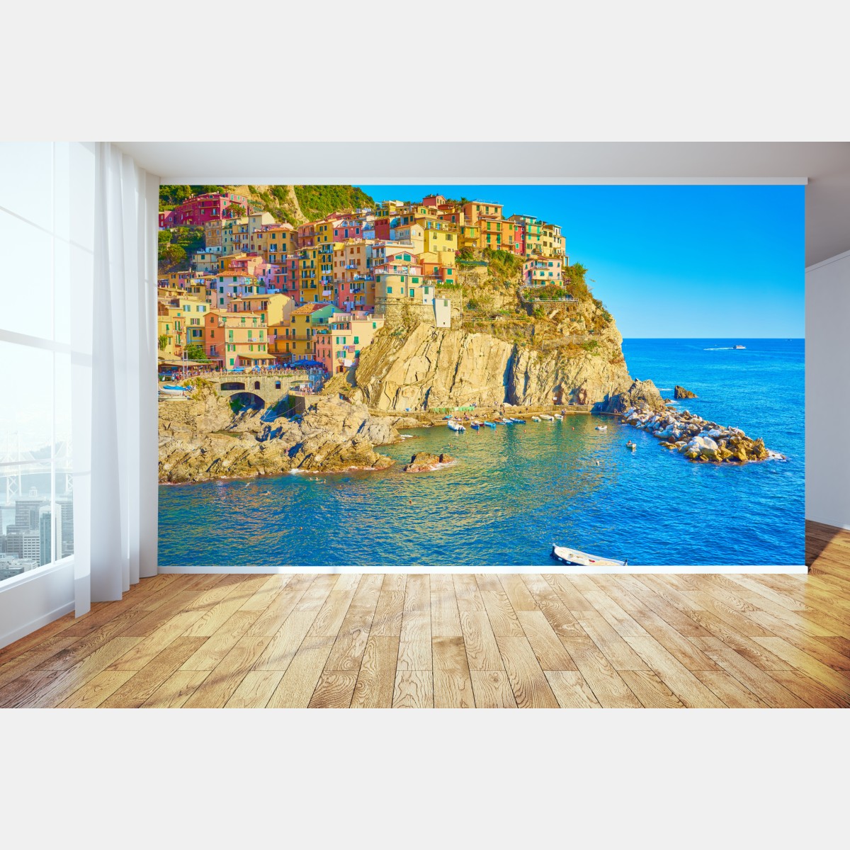 Wall mural colorful coastal village at Cinque Terre