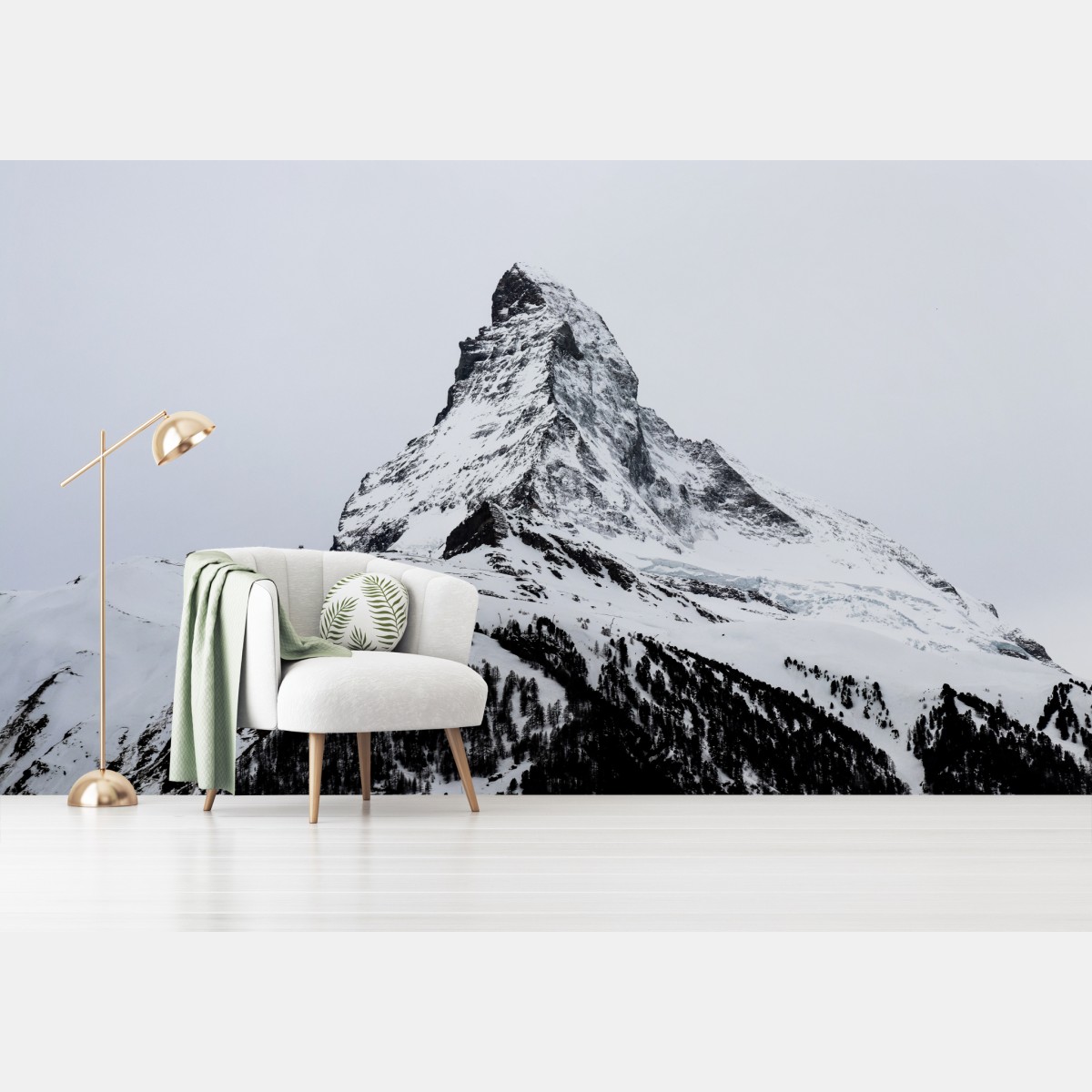 Wall mural solitary snow-covered mountain peak