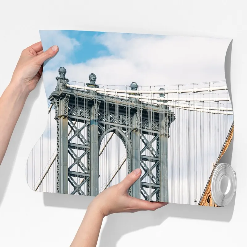 Fototapeta Brooklyn widok mostu między ceglanymi budynkami – Wallissimo® Fototapeta Brooklyn widok mostu między ceglanymi budynkami – Wallissimo®