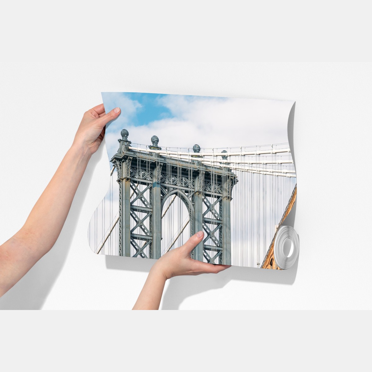 Fototapeta Brooklyn widok mostu między ceglanymi budynkami – Wallissimo® Fototapeta Brooklyn widok mostu między ceglanymi budynkami – Wallissimo®