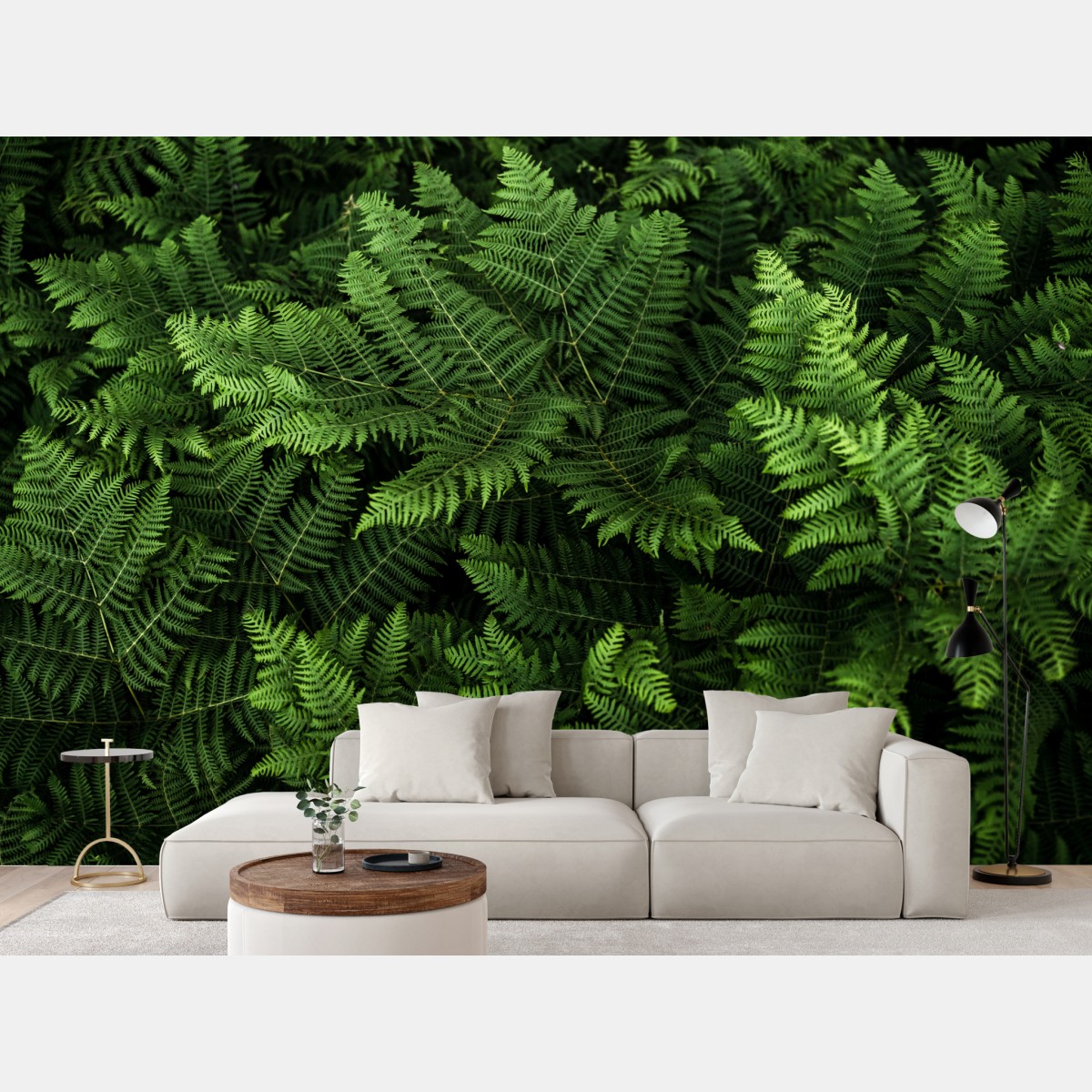 Wall mural lush green fern foliage