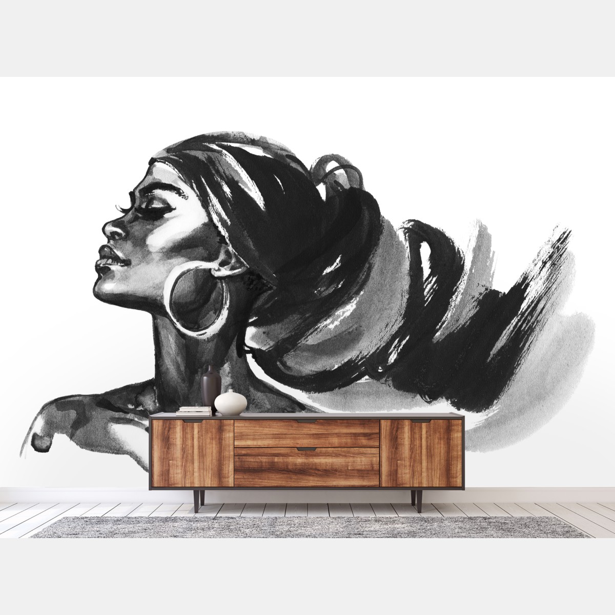 Wall mural elegant watercolor portrait of a woman