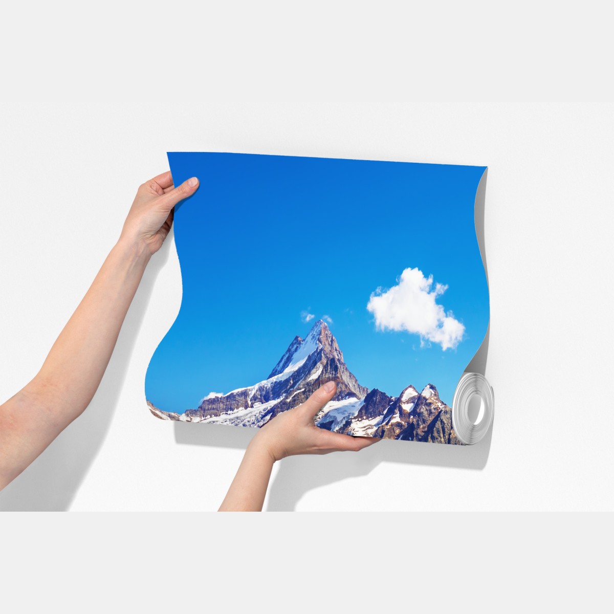 Fototapeta alpejskie jezioro z łąką pełną kwiatów – Wallissimo® Fototapeta alpejskie jezioro z łąką pełną kwiatów – Wallissimo®