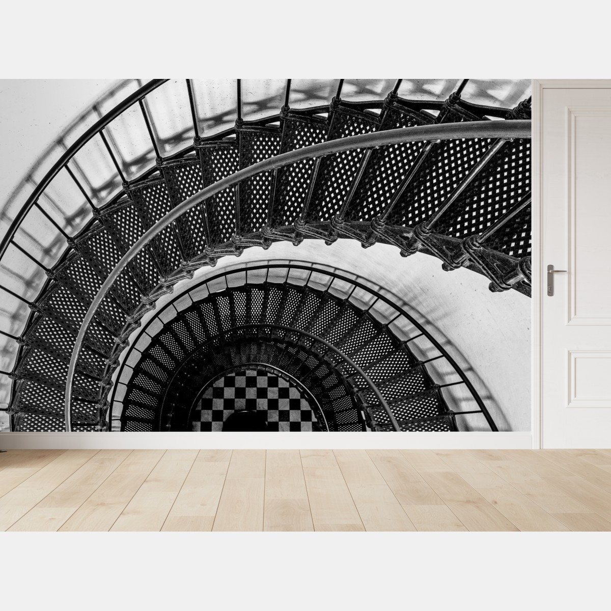 Wall mural spiral staircase geometric composition