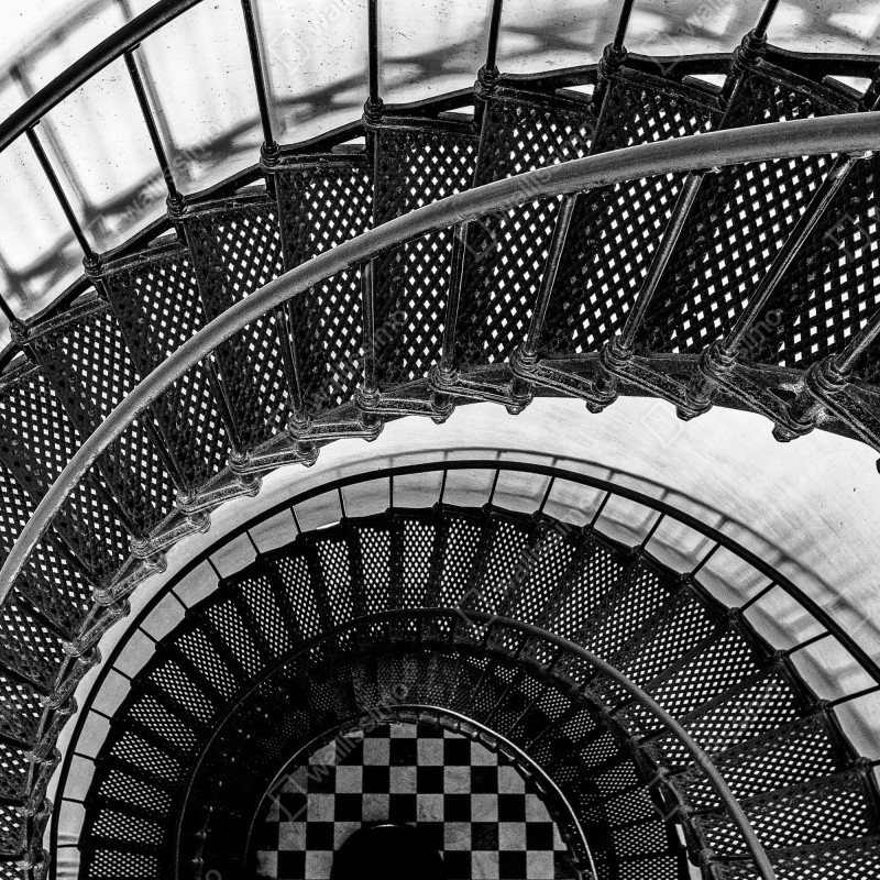 Fototapeta spiralne schody w czerni i bieli – Wallissimo® Fototapeta spiralne schody w czerni i bieli – Wallissimo®