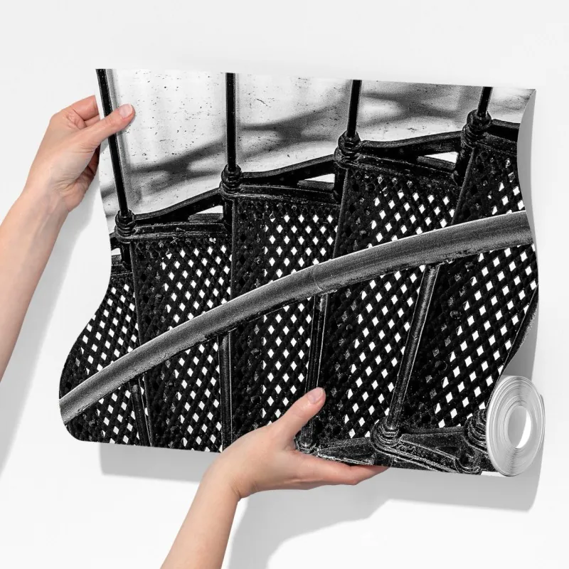 Fototapeta spiralne schody w czerni i bieli – Wallissimo® Fototapeta spiralne schody w czerni i bieli – Wallissimo®