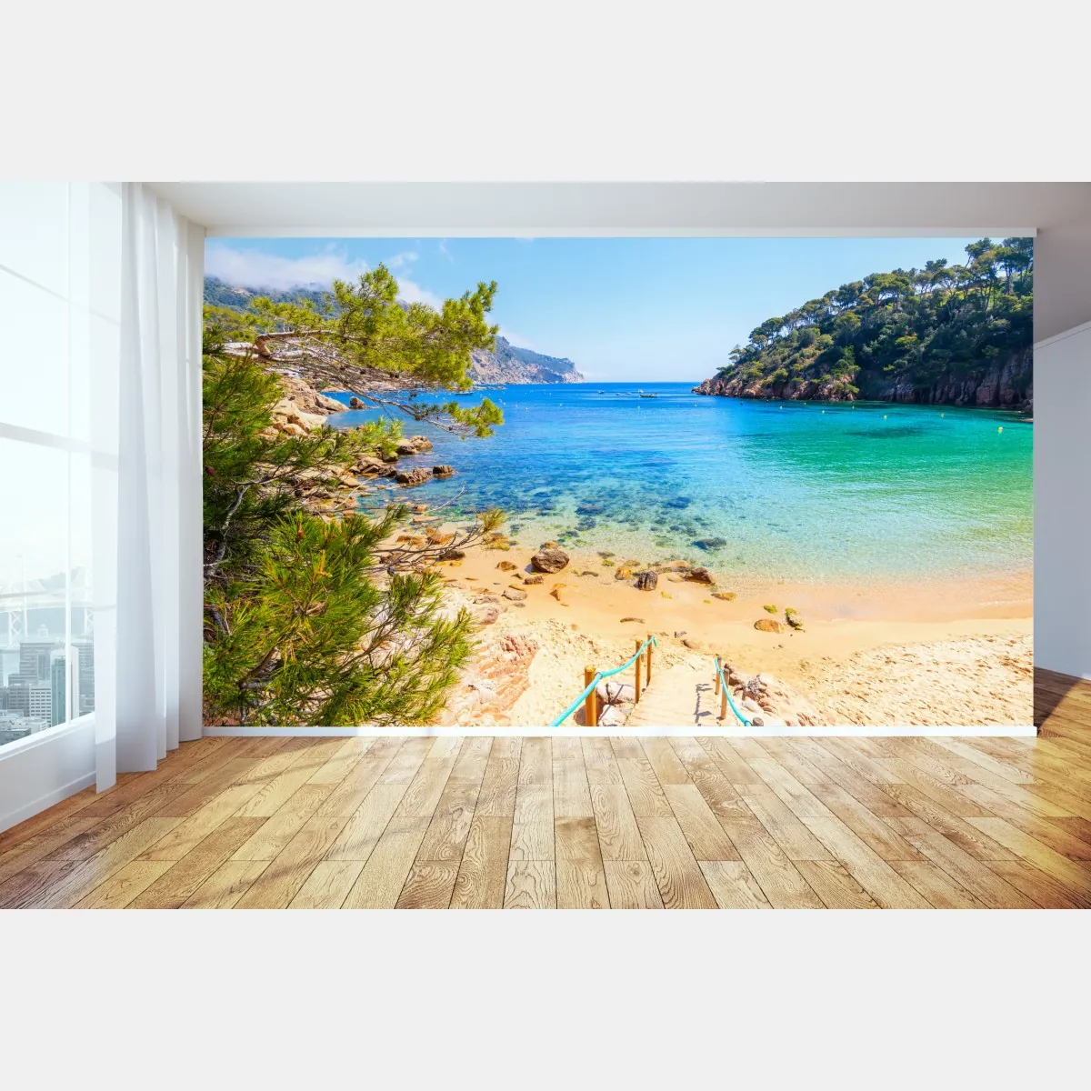 Fototapeta schody na plażę Aiguablava, Costa Brava – Wallissimo® Fototapeta schody na plażę Aiguablava, Costa Brava – Wallissimo®