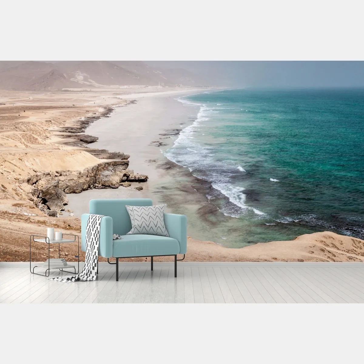 Fototapeta spokojne turkusowe wybrzeże nad pustynnymi klifami – Wallissimo® Fototapeta spokojne turkusowe wybrzeże nad pustynnymi klifami – Wallissimo®