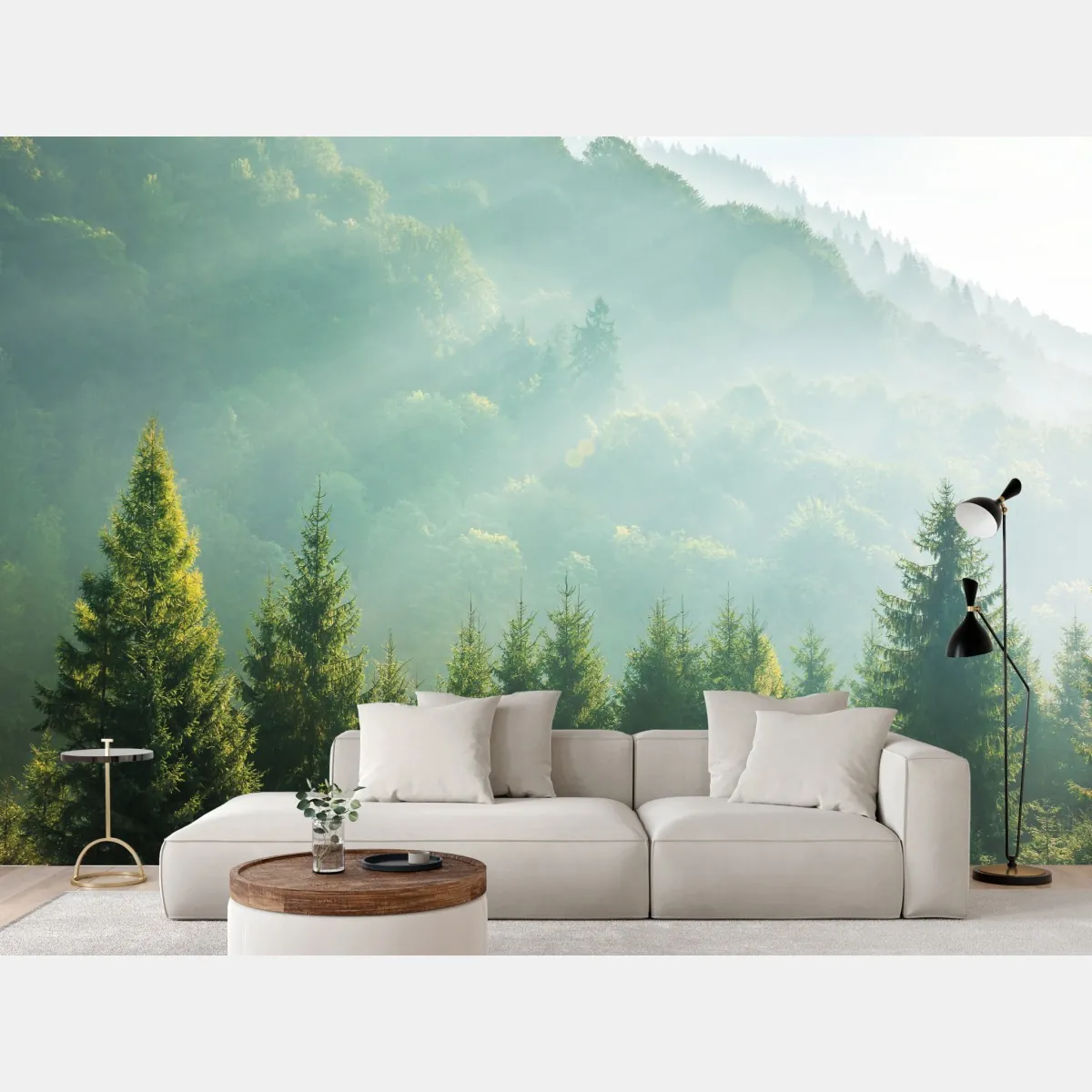 Fototapeta mglista korona świerków o poranku – Wallissimo® Fototapeta mglista korona świerków o poranku – Wallissimo®