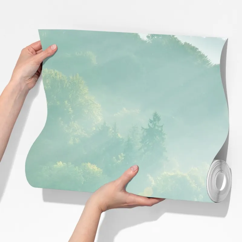 Fototapeta mglista korona świerków o poranku – Wallissimo® Fototapeta mglista korona świerków o poranku – Wallissimo®