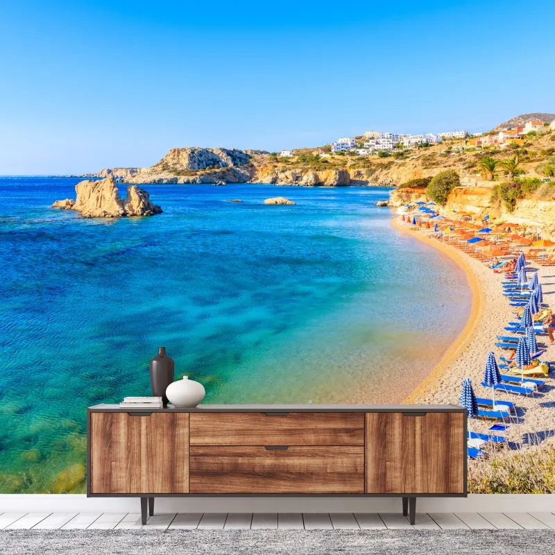 Fototapeta plaża Ammopi, Karpathos błękitna zatoka – Wallissimo® Fototapeta plaża Ammopi, Karpathos błękitna zatoka – Wallissimo®