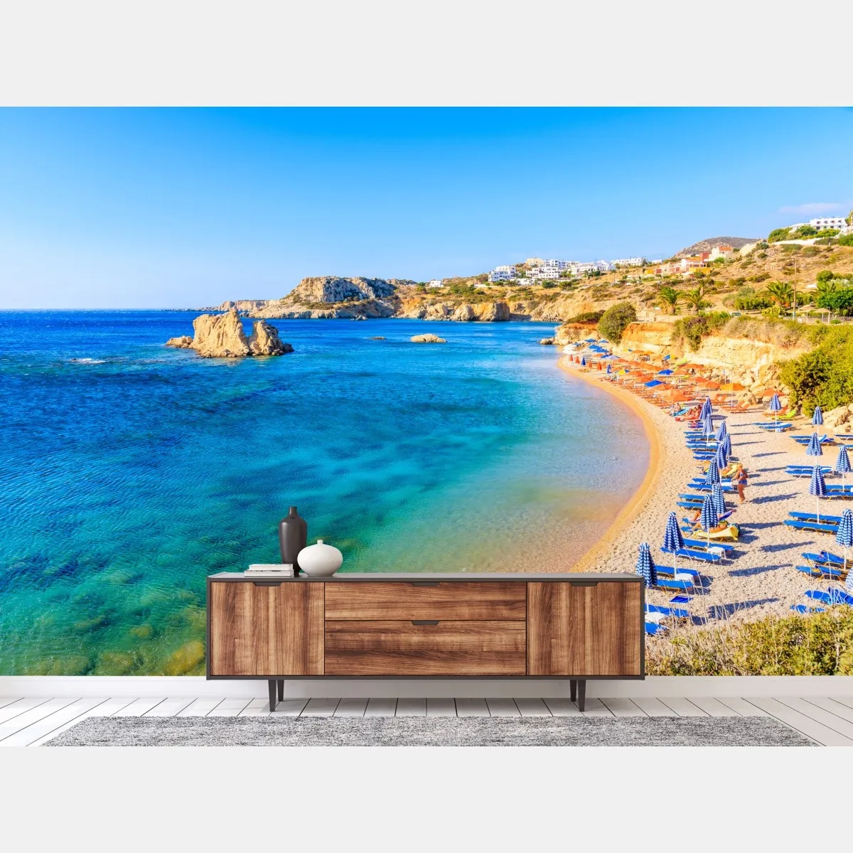Fototapeta plaża Ammopi, Karpathos błękitna zatoka – Wallissimo® Fototapeta plaża Ammopi, Karpathos błękitna zatoka – Wallissimo®