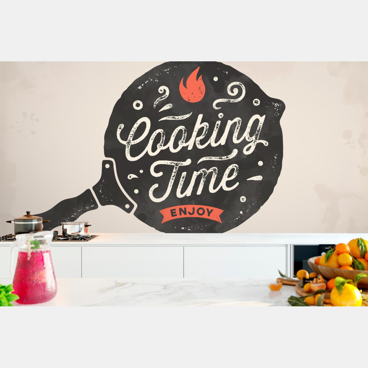 Wall mural cooking time retro kitchen art