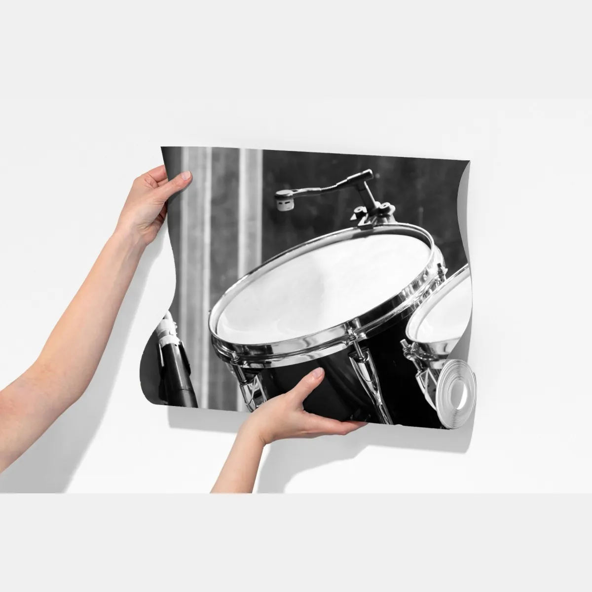 Fototapeta czarno-białe zbliżenie zestawu perkusyjnego – Wallissimo® Fototapeta czarno-białe zbliżenie zestawu perkusyjnego – Wallissimo®