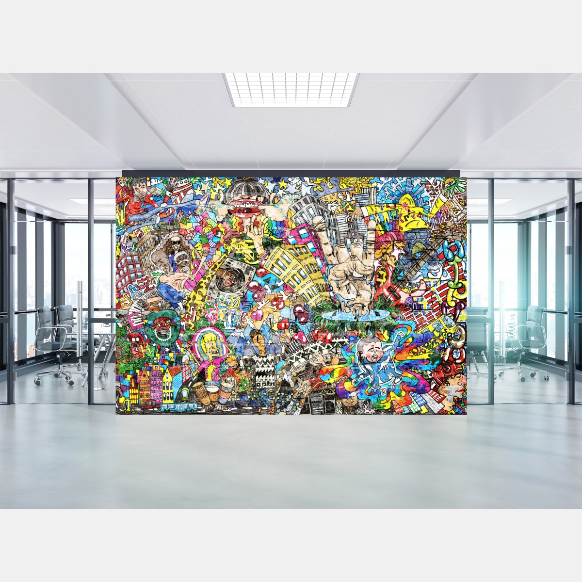 Wall mural colorful urban music mural collage
