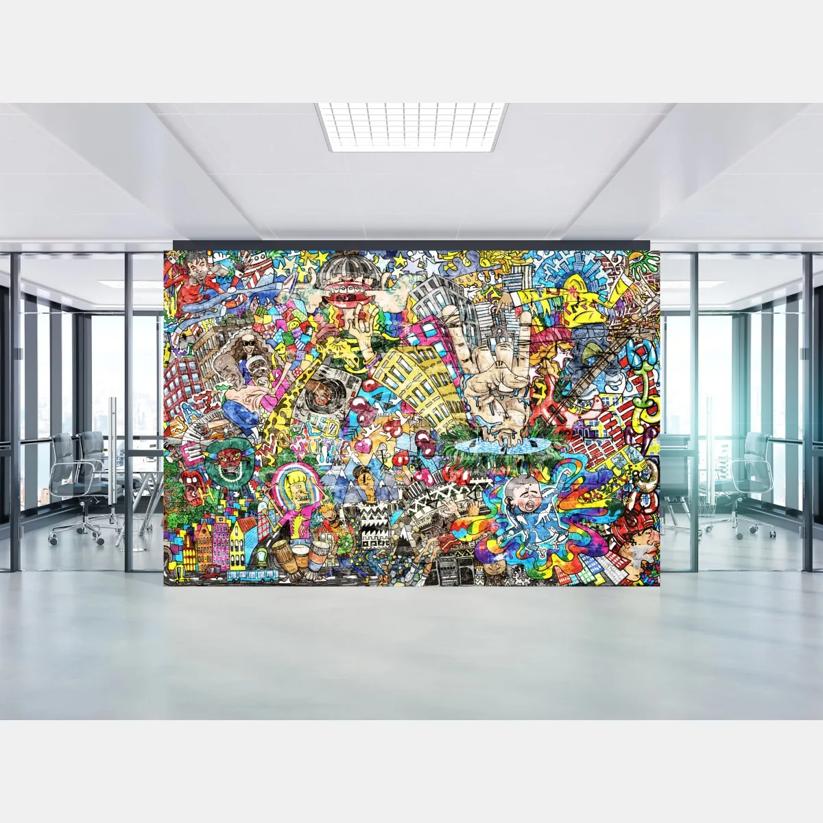 Fototapeta kolorowy miejski mural muzyczny – Wallissimo® Fototapeta kolorowy miejski mural muzyczny – Wallissimo®