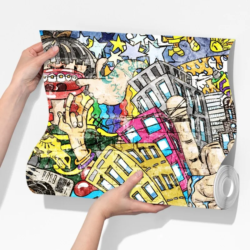 Fototapeta kolorowy miejski mural muzyczny – Wallissimo® Fototapeta kolorowy miejski mural muzyczny – Wallissimo®