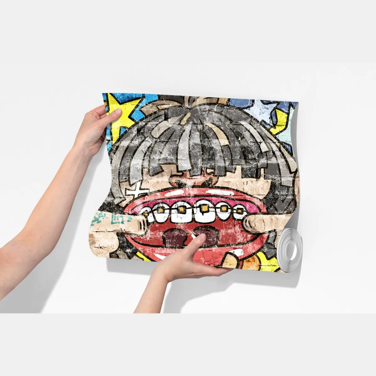 Fototapeta kolorowy mural graffiti z zabawną postacią – Wallissimo® Fototapeta kolorowy mural graffiti z zabawną postacią – Wallissimo®