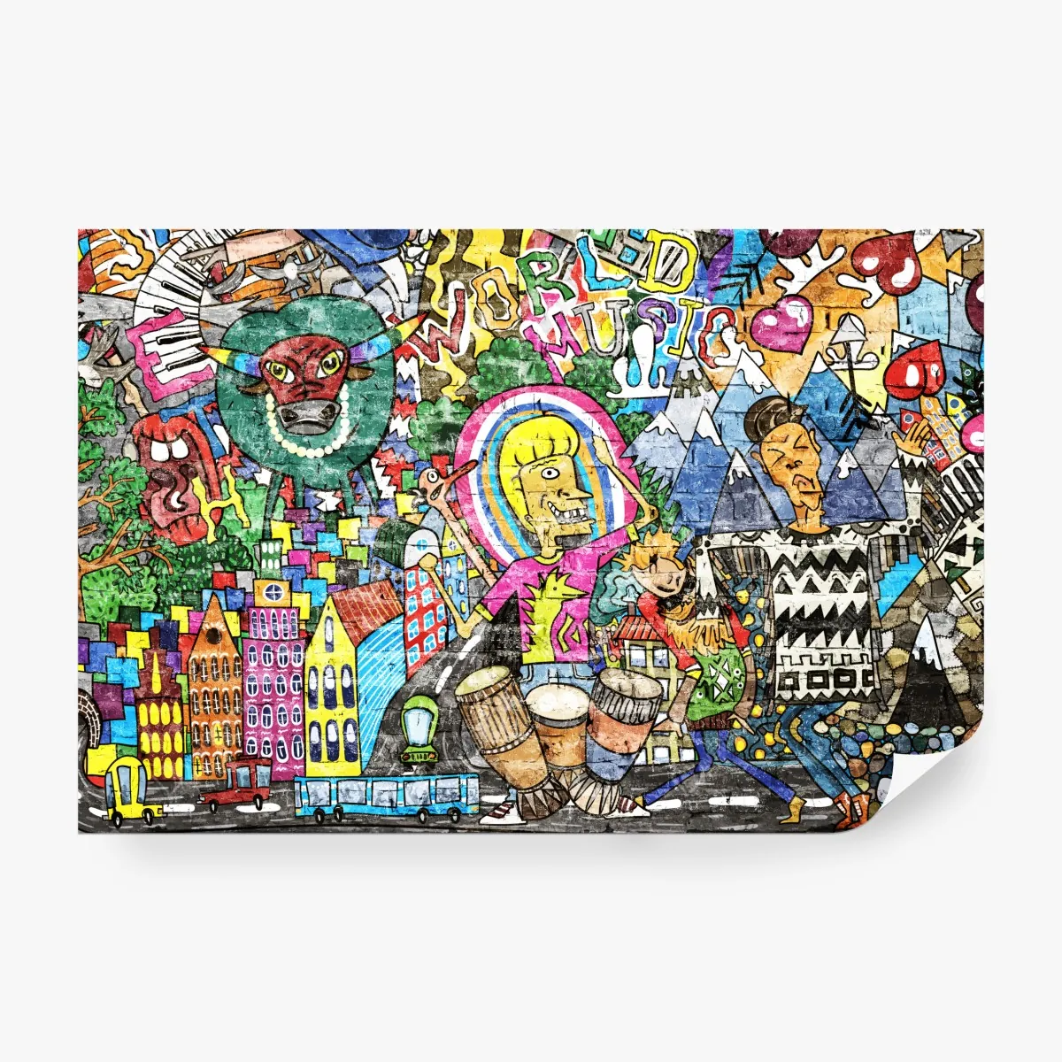 Fototapeta kolorowy mural uliczny – Wallissimo® Fototapeta kolorowy mural uliczny – Wallissimo®