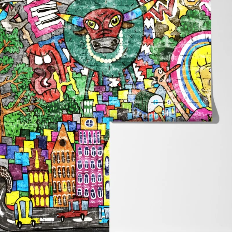 Fototapeta kolorowy mural uliczny – Wallissimo® Fototapeta kolorowy mural uliczny – Wallissimo®