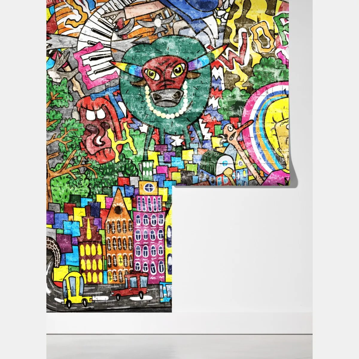 Fototapeta kolorowy mural uliczny – Wallissimo® Fototapeta kolorowy mural uliczny – Wallissimo®