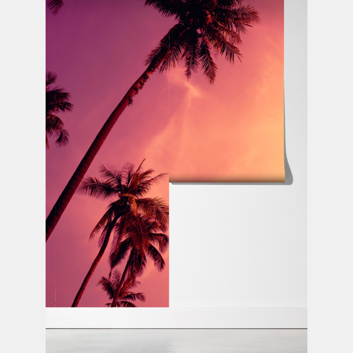 Fototapeta tropikalny zachód słońca z palmami – Wallissimo® Fototapeta tropikalny zachód słońca z palmami – Wallissimo®