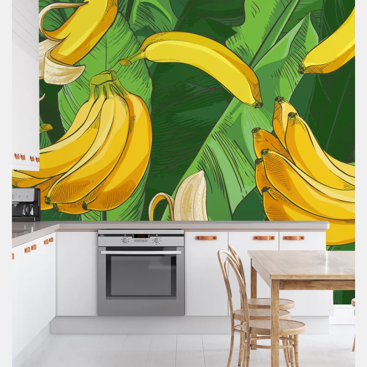 Fototapeta tropikalny wzór bananów z liśćmi – Wallissimo® Fototapeta tropikalny wzór bananów z liśćmi – Wallissimo®
