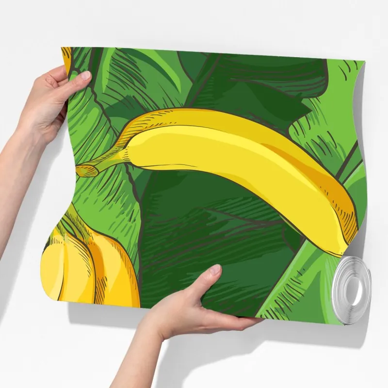 Fototapeta tropikalny wzór bananów z liśćmi – Wallissimo® Fototapeta tropikalny wzór bananów z liśćmi – Wallissimo®
