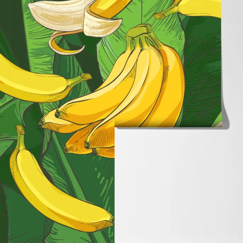 Fototapeta tropikalny wzór bananów z liśćmi – Wallissimo® Fototapeta tropikalny wzór bananów z liśćmi – Wallissimo®
