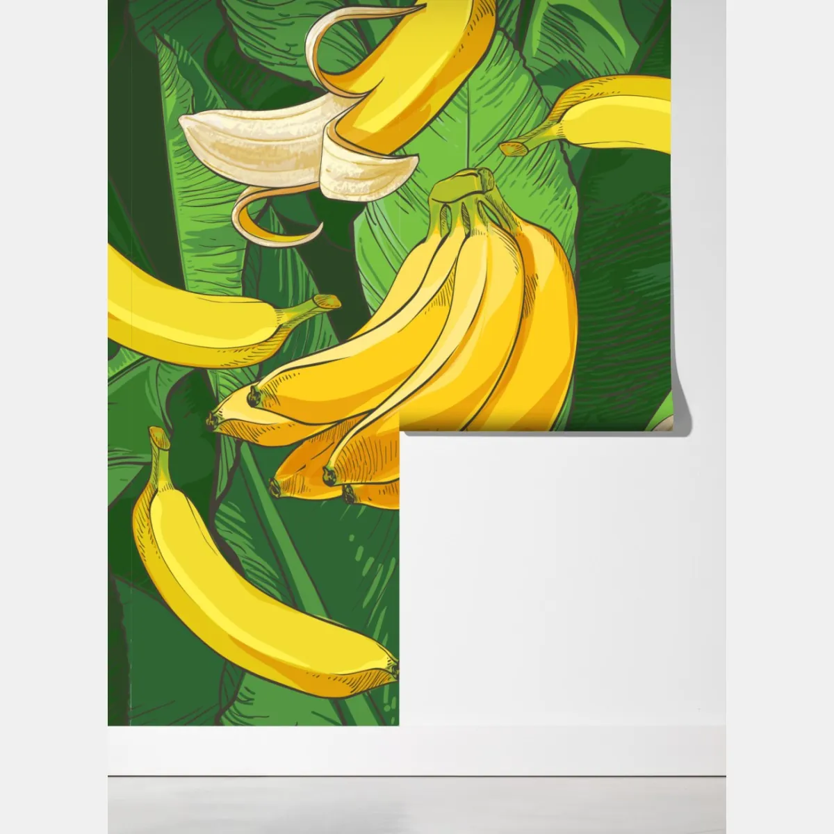 Fototapeta tropikalny wzór bananów z liśćmi – Wallissimo® Fototapeta tropikalny wzór bananów z liśćmi – Wallissimo®