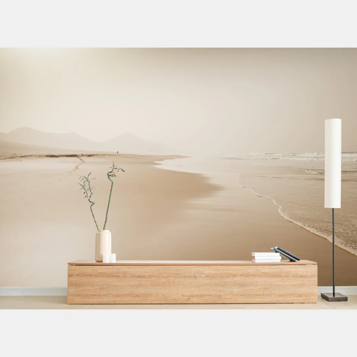 Fototapeta spokojna sepiowa plaża – Wallissimo® Fototapeta spokojna sepiowa plaża – Wallissimo®