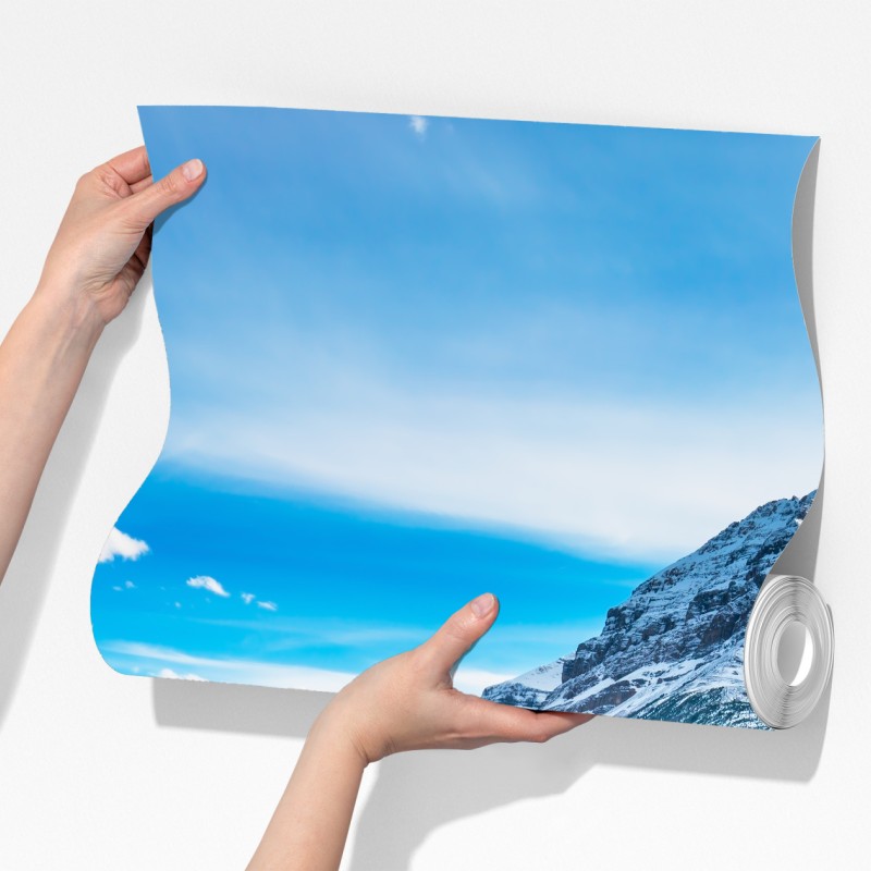 Fototapeta Góry Skaliste nad jeziorem z odbiciem – Wallissimo® Fototapeta Góry Skaliste nad jeziorem z odbiciem – Wallissimo®