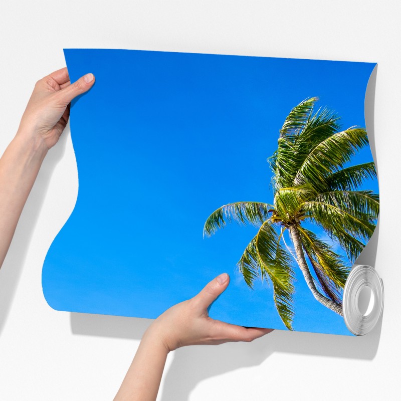 Fototapeta tropikalna turkusowa plaża z palmami – Wallissimo® Fototapeta tropikalna turkusowa plaża z palmami – Wallissimo®