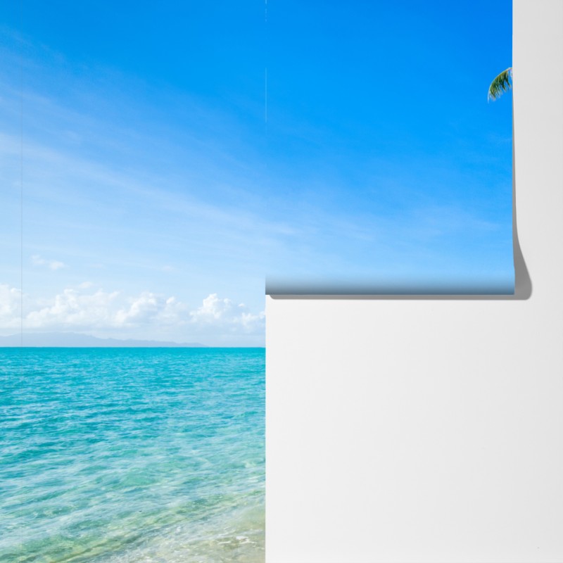 Fototapeta tropikalna turkusowa plaża z palmami – Wallissimo® Fototapeta tropikalna turkusowa plaża z palmami – Wallissimo®