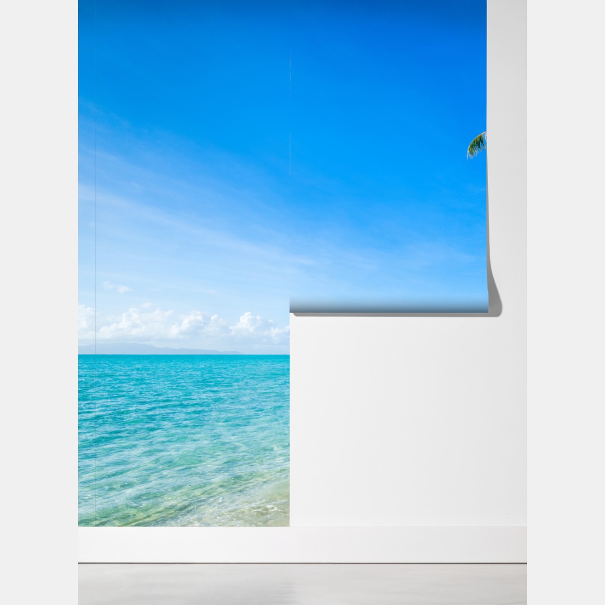 Fototapeta tropikalna turkusowa plaża z palmami – Wallissimo® Fototapeta tropikalna turkusowa plaża z palmami – Wallissimo®