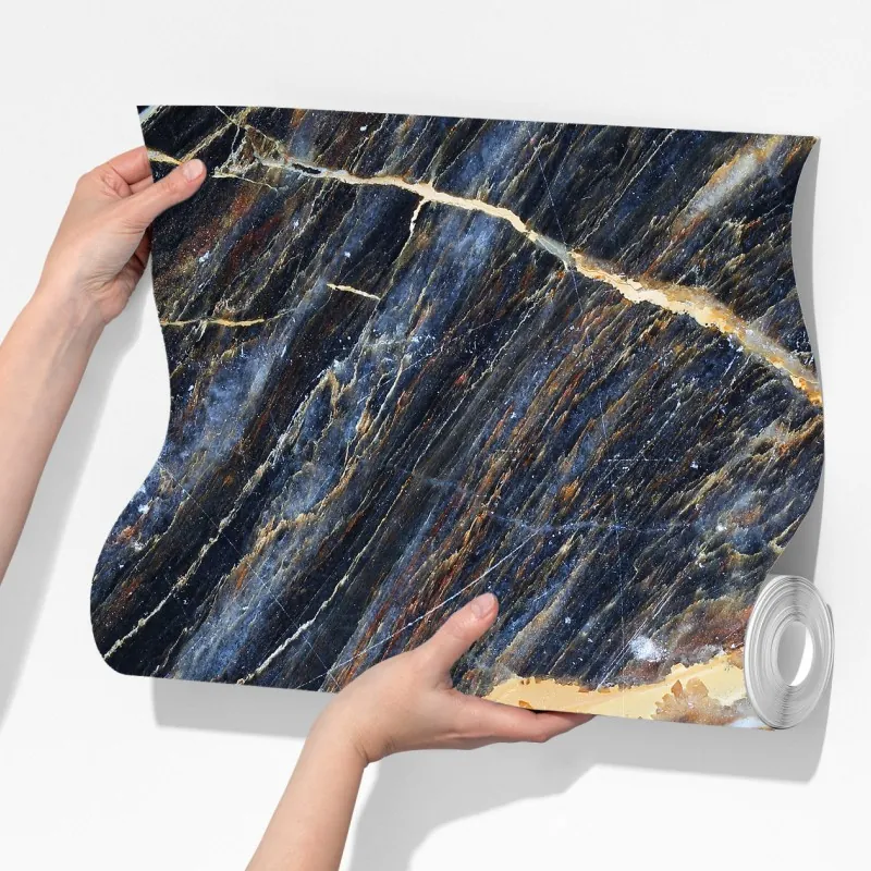 Fototapeta ciemny marmur ze złotymi i kremowymi żyłami – Wallissimo® Fototapeta ciemny marmur ze złotymi i kremowymi żyłami – Wallissimo®