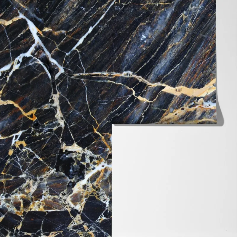 Fototapeta ciemny marmur ze złotymi i kremowymi żyłami – Wallissimo® Fototapeta ciemny marmur ze złotymi i kremowymi żyłami – Wallissimo®