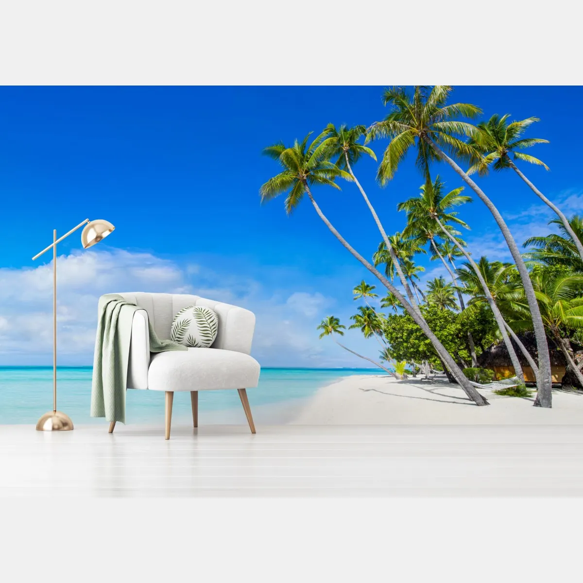 Fototapeta tropikalna plaża z palmami – Wallissimo® Fototapeta tropikalna plaża z palmami – Wallissimo®