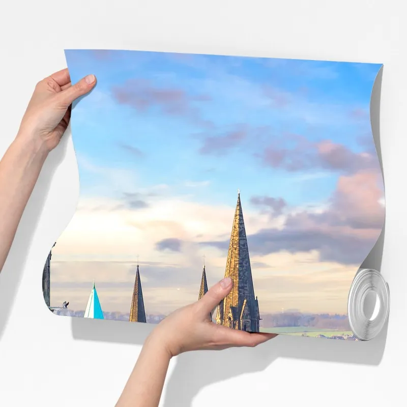 Fototapeta Edynburg panorama z zamkiem i wieżą zegarową – Wallissimo® Fototapeta Edynburg panorama z zamkiem i wieżą zegarową – Wallissimo®