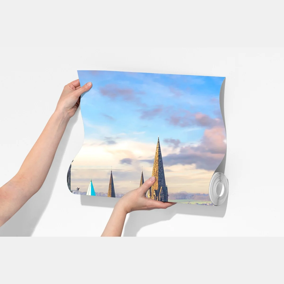 Fototapeta Edynburg panorama z zamkiem i wieżą zegarową – Wallissimo® Fototapeta Edynburg panorama z zamkiem i wieżą zegarową – Wallissimo®