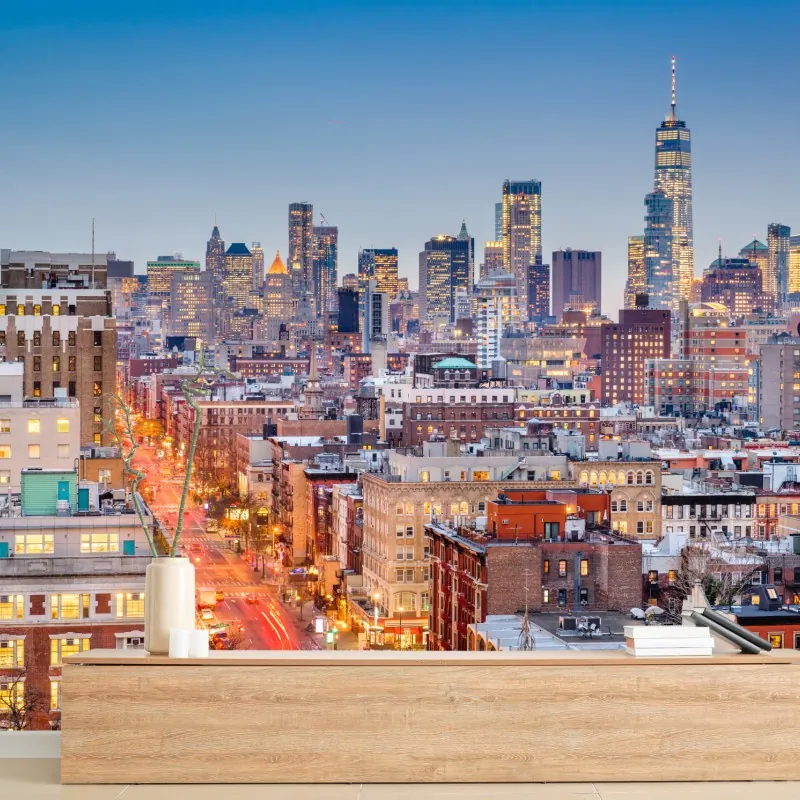 Fototapeta Nowy Jork panorama miasta o zmierzchu